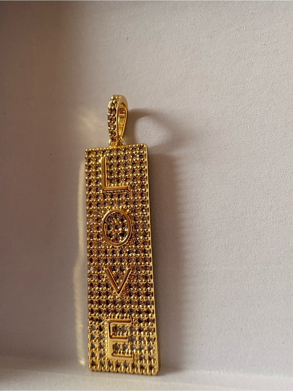Gold 'LOVE' Rectangular Pendant Necklace Charm
